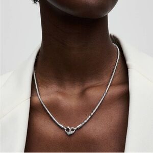 Authentic Studded Chain Necklace Pandora Heart Clip